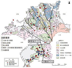 福岡県の地すべり分布と地質特性