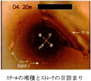 スケールの堆積とストレーナの目詰まり