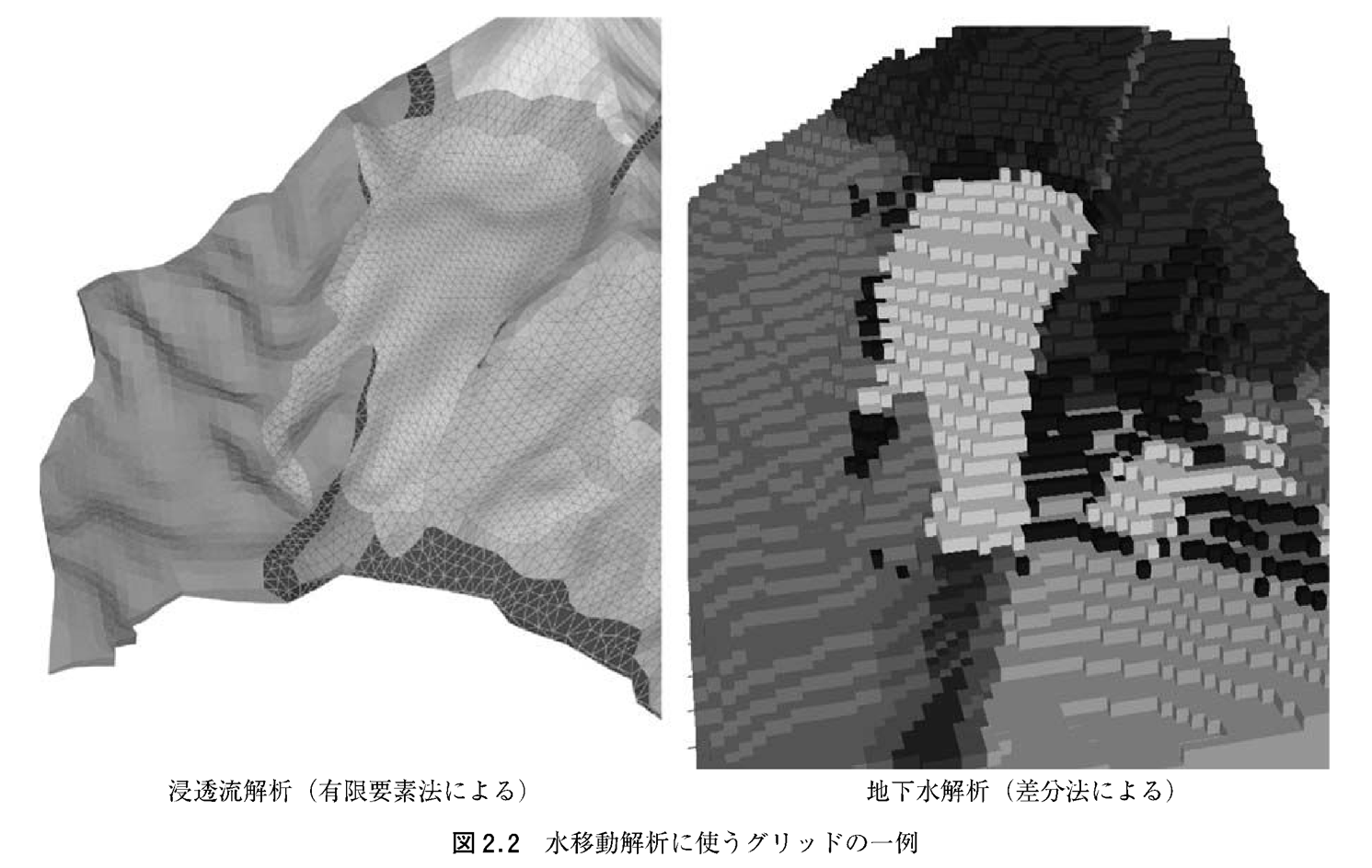 図2.2 水平移動解析に使うグリッドの一例