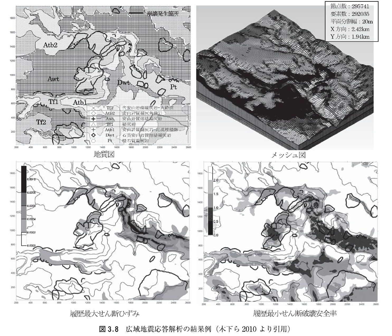 図3.8 広域地震応答解析の結果例（木下ら2010より引用）